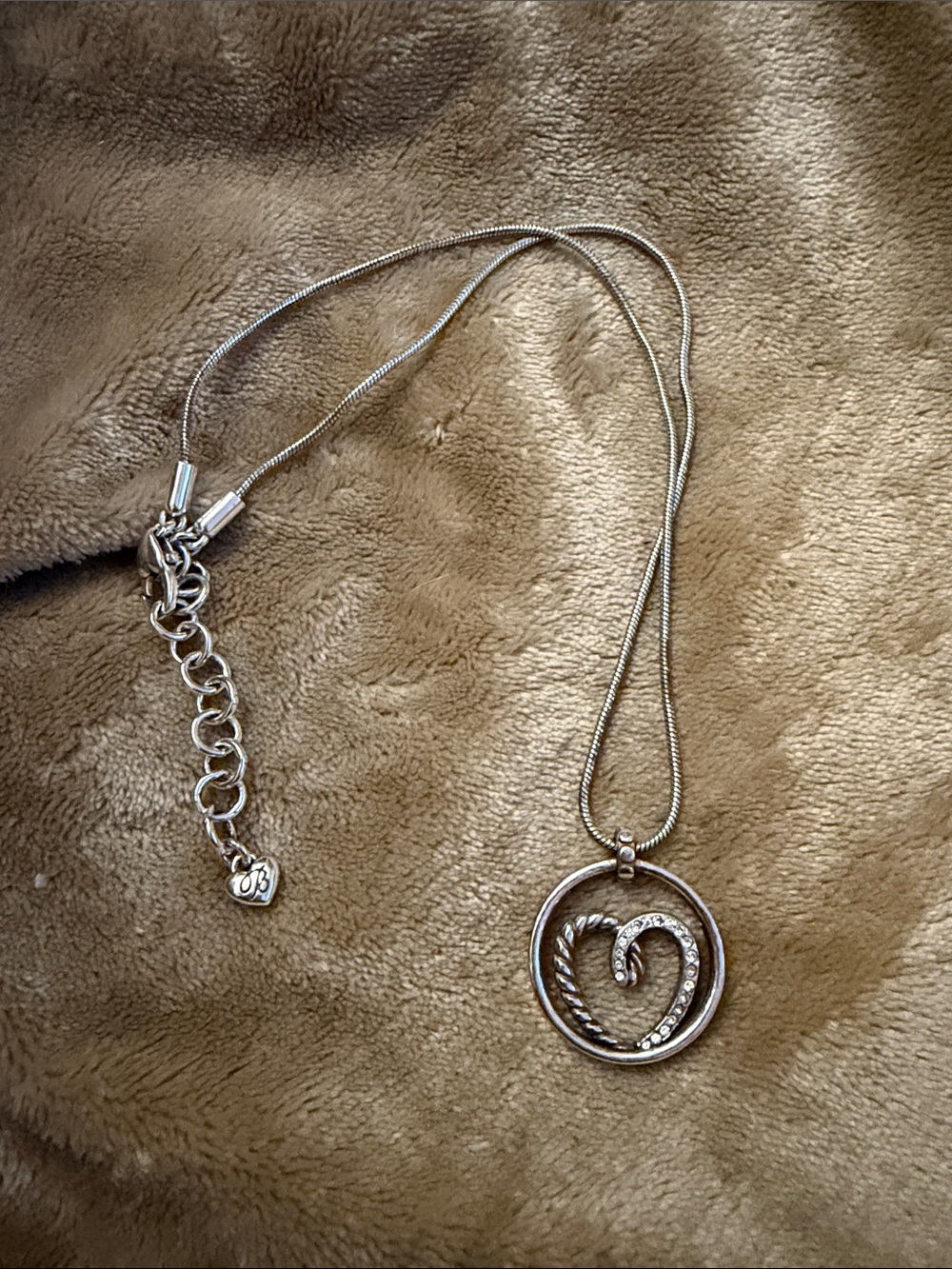 Brighton Silver Heart Scroll Pendant Necklace